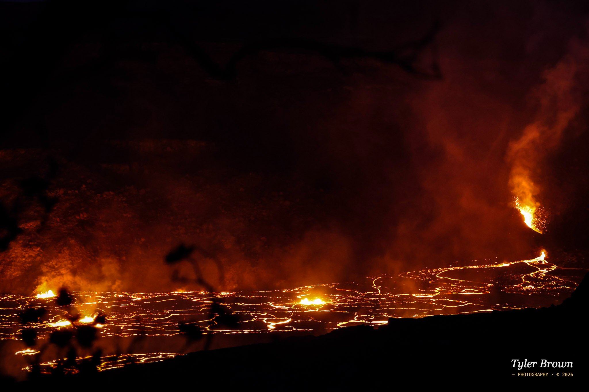 Lava flow at night